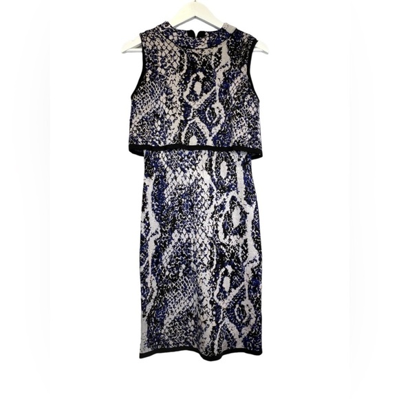 French Connection | NWT Blue Spotlight Sleeveless Snake-Print Dress Sz 6 - Picture 2 of 10
